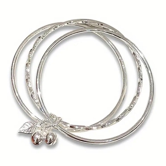 Anthropologie Silver Cherry Charm Bracelets - Picture 1 of 4